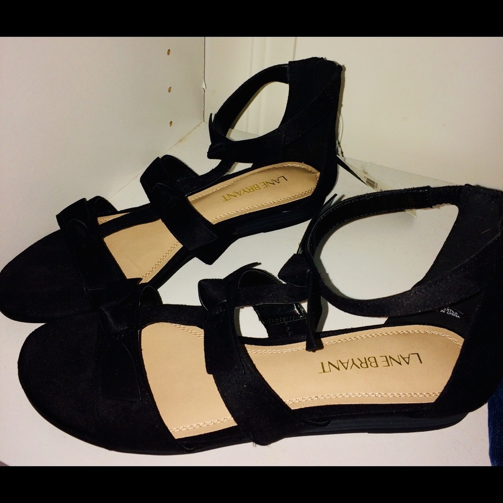 LANE BRYANT BOW SANDAL FLAT DRESSY SHOES NWT!